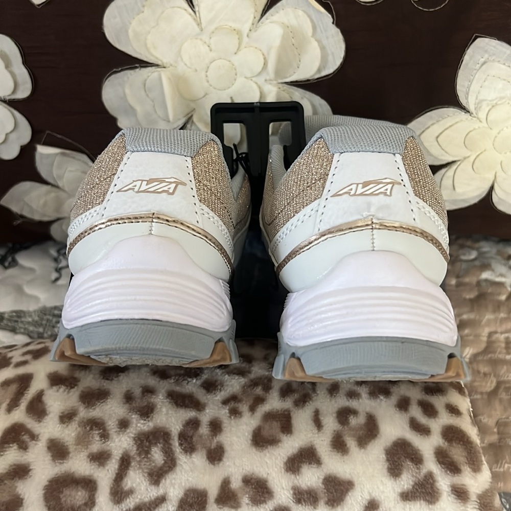 Avia Women's Glitter Sneakers - White and Gold - Picture 3 of 8